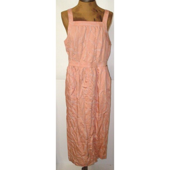 New Womens NWT PrAna M Sun Drifter Dress Peach Apple Blossom Leaves Pockets Zip - Picture 5 of 11